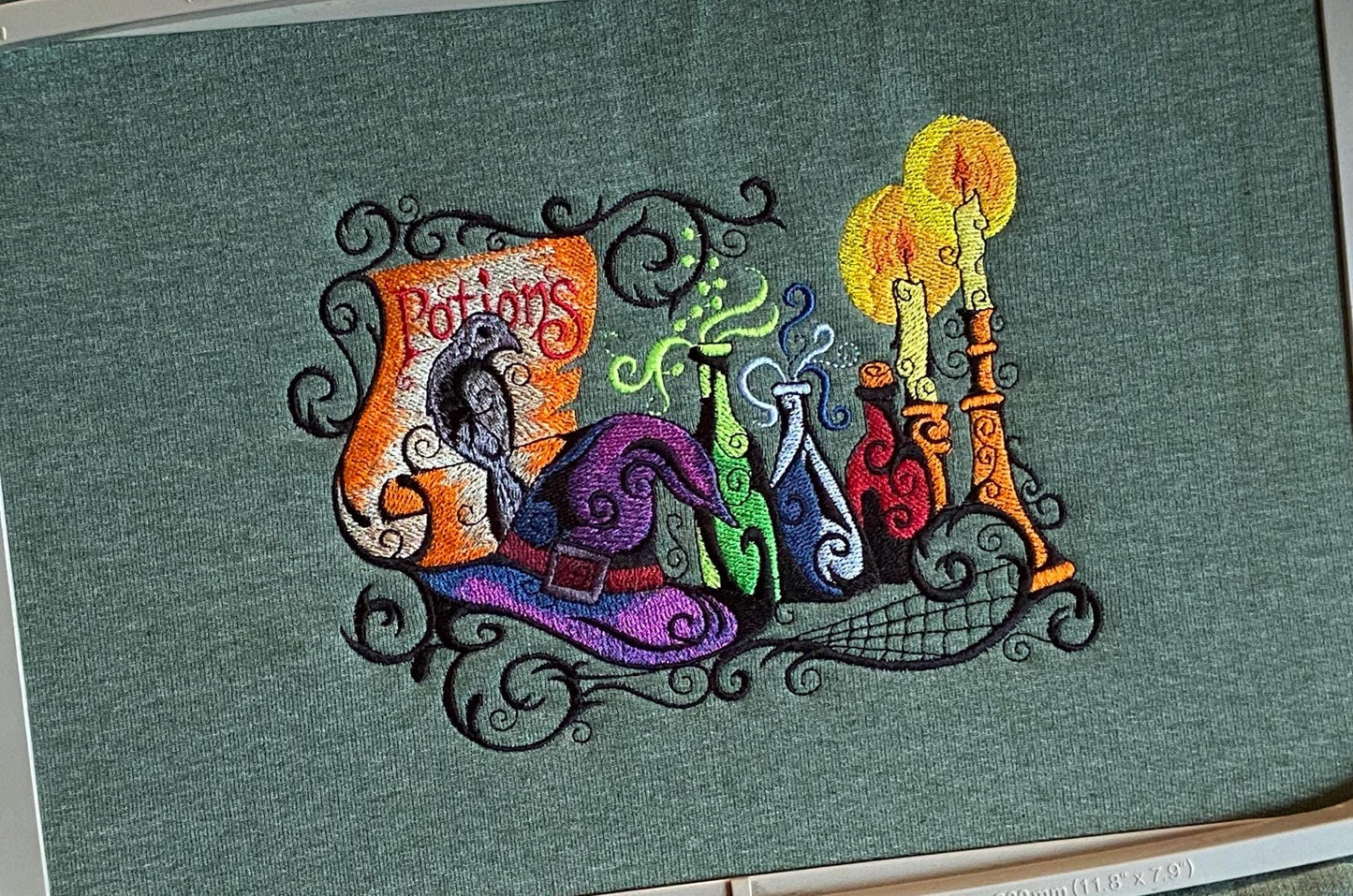 Witchcraft Magic Spell Book Embroidered Sweatshirt, Witchy Potions and Candles, Halloween Sweater, Gift For Him, Her, Wizard, Witch Hoodie