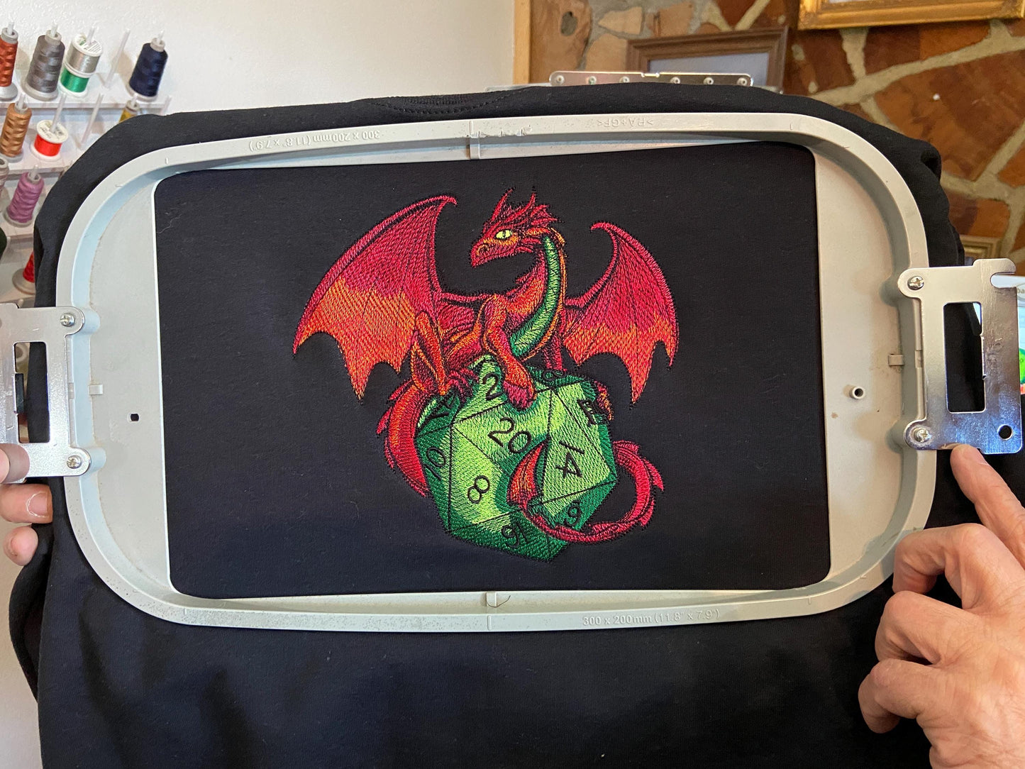 Dragon with Dice Embroidered Sweatshirt, Fantasy Pullover For Gamers, Role Playing Enthusiast, Unique Apparel Gift For Dungeon Master