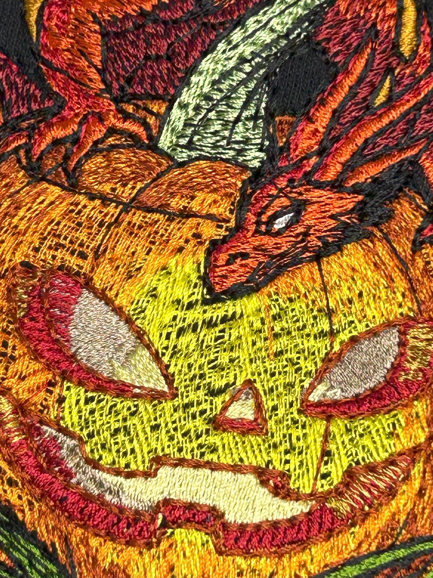 Embroidered Halloween Dragon Sweatshirt, Fall Fantasy Pullover Hoodie Sweater, Personalized Gift for RPG Dungeon Master, Spooky Time Pumpkin